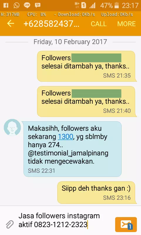 Review pelanggan tentang keamanan dan kecepatan jasa InstaIndo