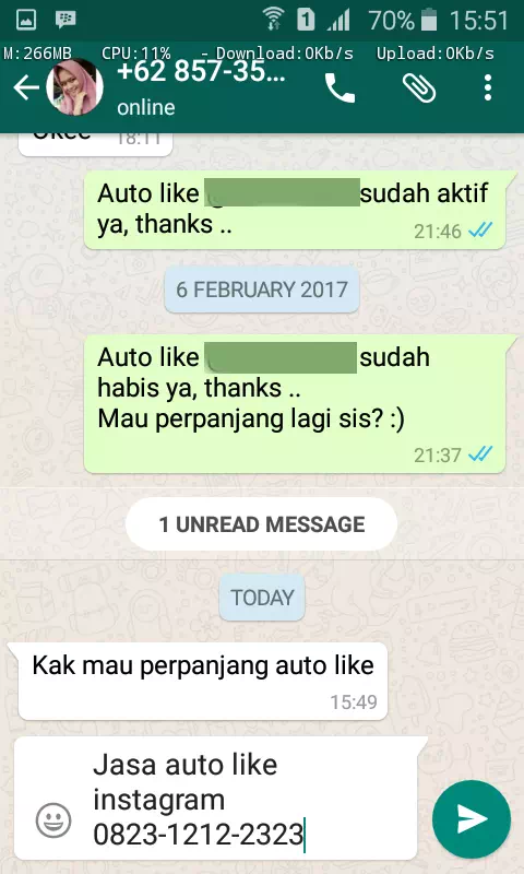 Bukti transaksi berhasil dan testimoni positif layanan InstaIndo