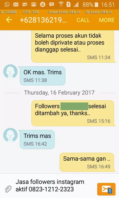Review pelanggan tentang keamanan dan kecepatan jasa InstaIndo