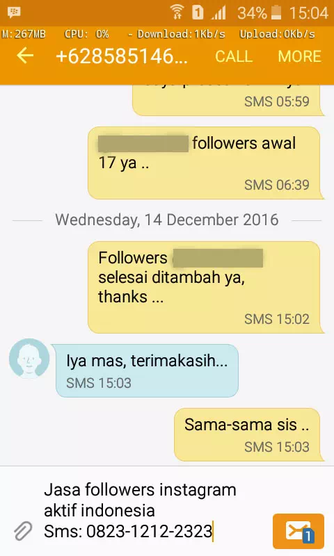 Bukti transaksi berhasil dan testimoni positif layanan InstaIndo