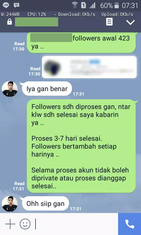 Bukti transaksi berhasil dan testimoni positif layanan InstaIndo