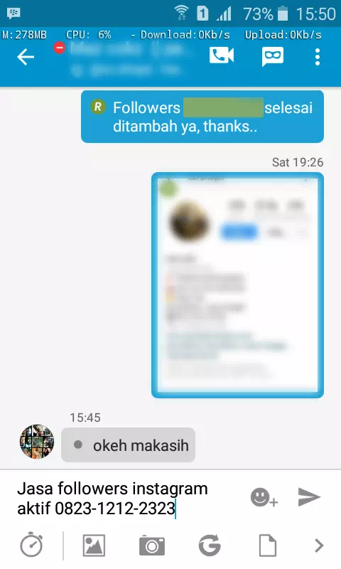 Bukti transaksi berhasil dan testimoni positif layanan InstaIndo