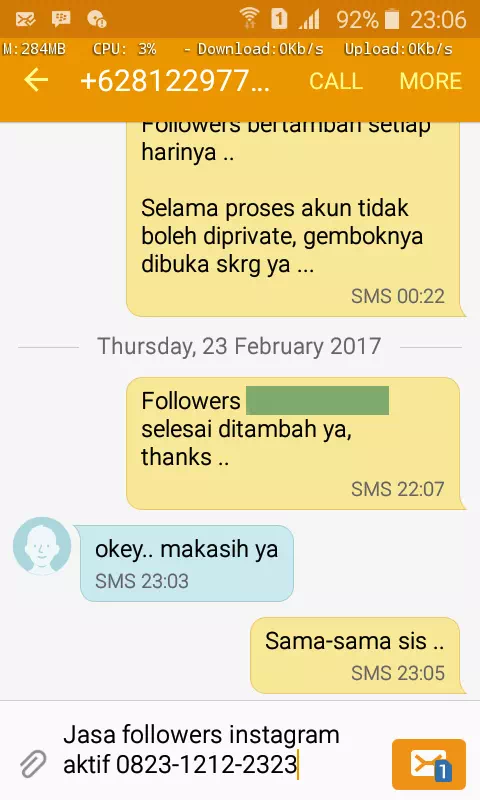 Bukti transaksi berhasil dan testimoni positif layanan InstaIndo