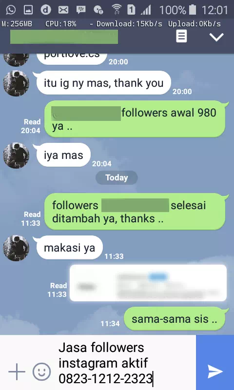 Review pelanggan tentang keamanan dan kecepatan jasa InstaIndo