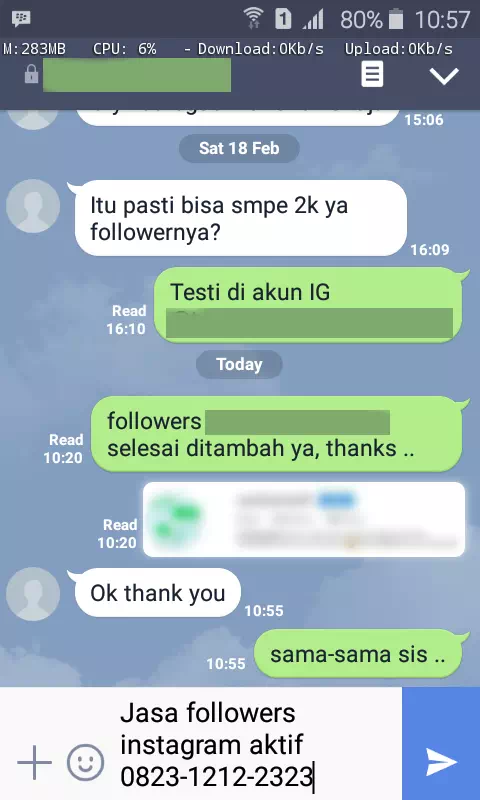 Bukti transaksi berhasil dan testimoni positif layanan InstaIndo