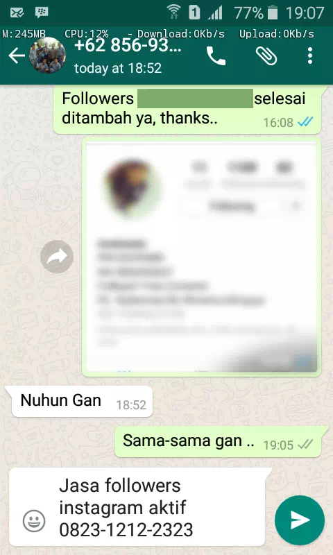 Review pelanggan tentang keamanan dan kecepatan jasa InstaIndo