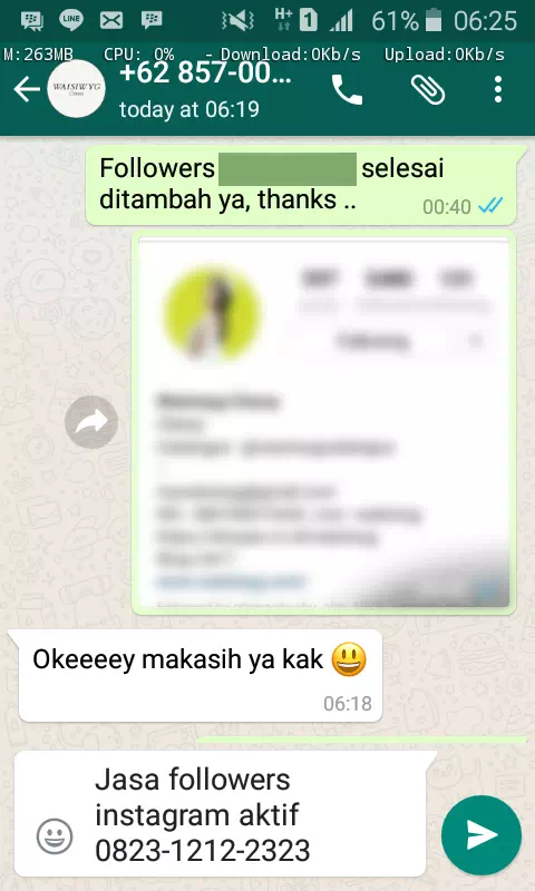 Bukti transaksi berhasil dan testimoni positif layanan InstaIndo