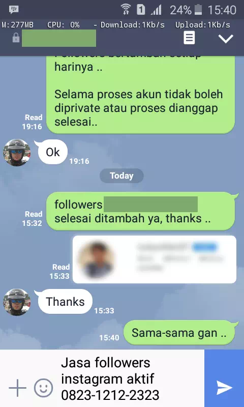 Bukti transaksi berhasil dan testimoni positif layanan InstaIndo