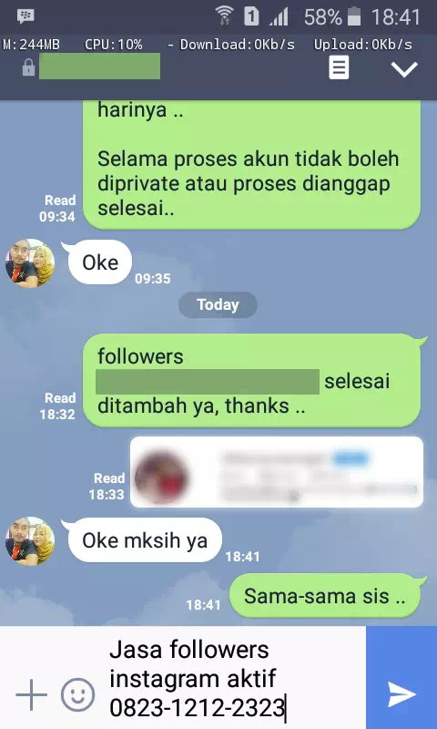Bukti transaksi berhasil dan testimoni positif layanan InstaIndo