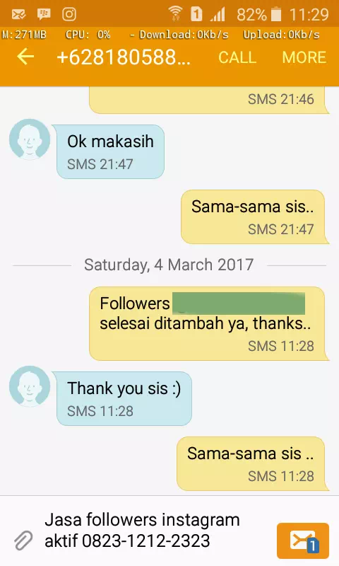 Bukti transaksi berhasil dan testimoni positif layanan InstaIndo