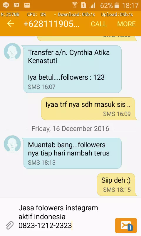 Review pelanggan tentang keamanan dan kecepatan jasa InstaIndo