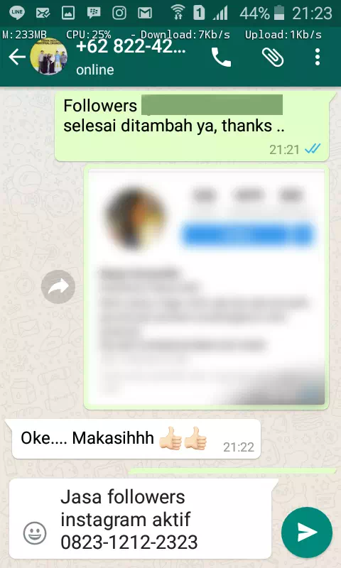 Bukti transaksi berhasil dan testimoni positif layanan InstaIndo