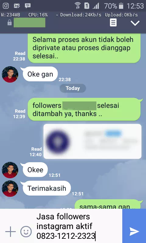 Review pelanggan tentang keamanan dan kecepatan jasa InstaIndo