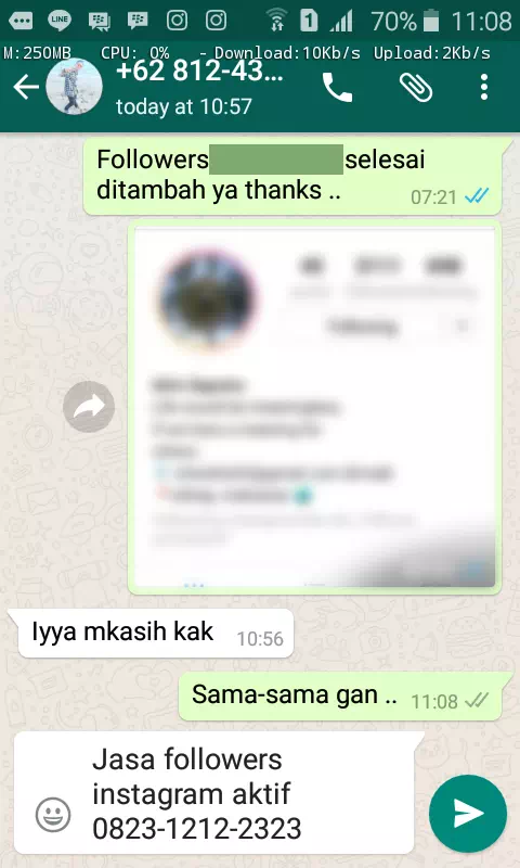 Bukti transaksi berhasil dan testimoni positif layanan InstaIndo