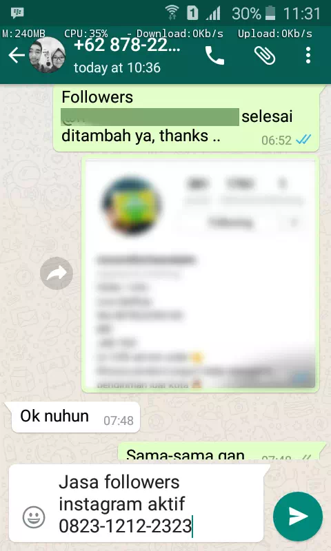 Review pelanggan tentang keamanan dan kecepatan jasa InstaIndo
