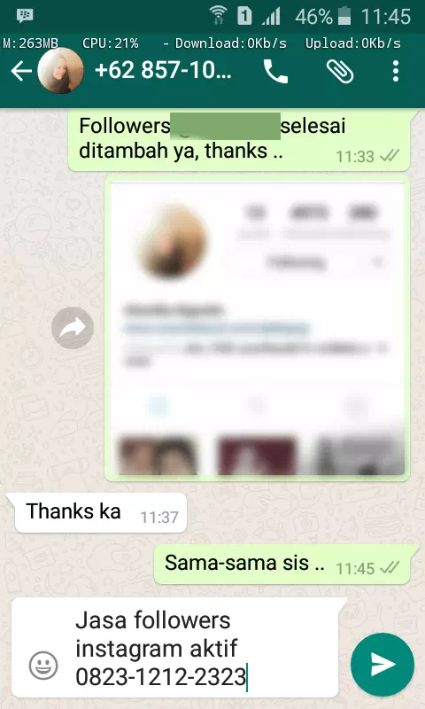 Bukti transaksi berhasil dan testimoni positif layanan InstaIndo