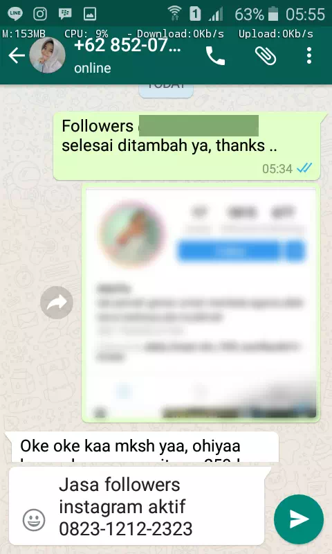 Testimoni kepuasan pelanggan InstaIndo untuk jasa followers