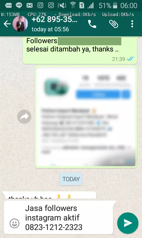 Review pelanggan tentang keamanan dan kecepatan jasa InstaIndo