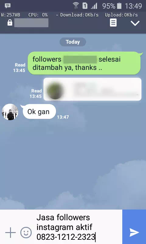 Bukti transaksi berhasil dan testimoni positif layanan InstaIndo