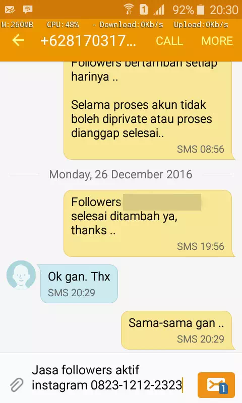 Bukti transaksi berhasil dan testimoni positif layanan InstaIndo