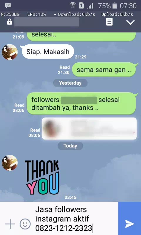 Testimoni kepuasan pelanggan InstaIndo untuk jasa followers