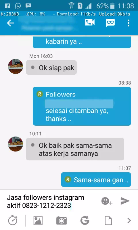 Bukti transaksi berhasil dan testimoni positif layanan InstaIndo