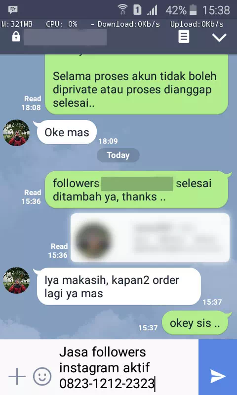 Bukti transaksi berhasil dan testimoni positif layanan InstaIndo