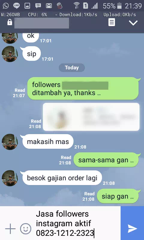 Testimoni kepuasan pelanggan InstaIndo untuk jasa followers