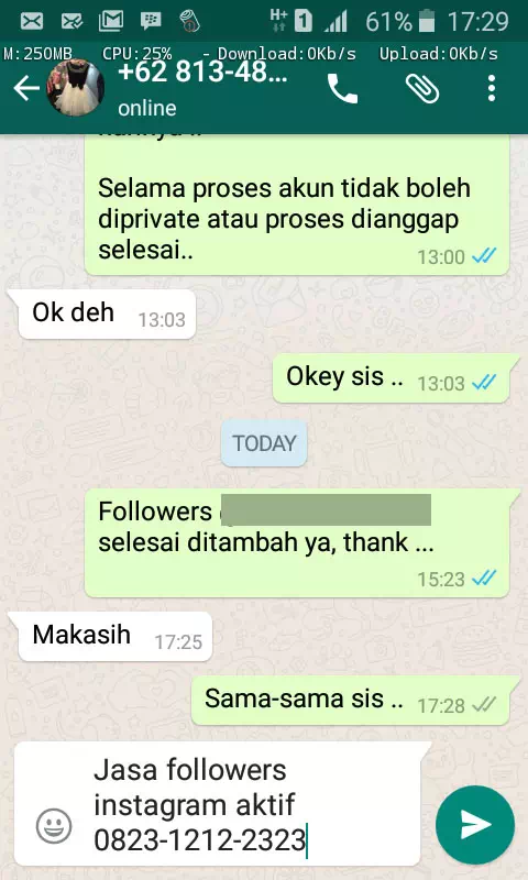 Review positif optimasi sosial media - InstaIndo #45