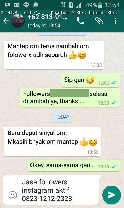 Bukti transaksi berhasil dan testimoni positif layanan InstaIndo