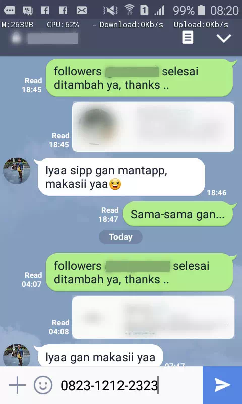Testimoni kepuasan pelanggan InstaIndo untuk jasa followers