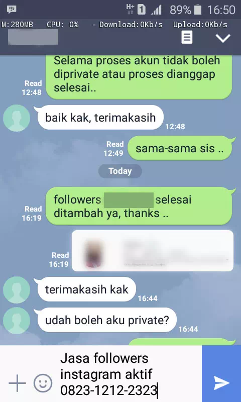 Review pelanggan tentang keamanan dan kecepatan jasa InstaIndo