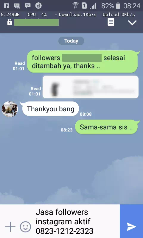 Bukti transaksi berhasil dan testimoni positif layanan InstaIndo