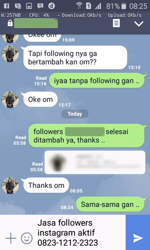 Review pelanggan tentang keamanan dan kecepatan jasa InstaIndo