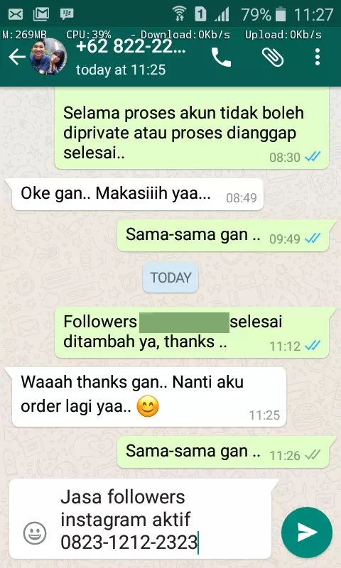 Bukti transaksi berhasil dan testimoni positif layanan InstaIndo