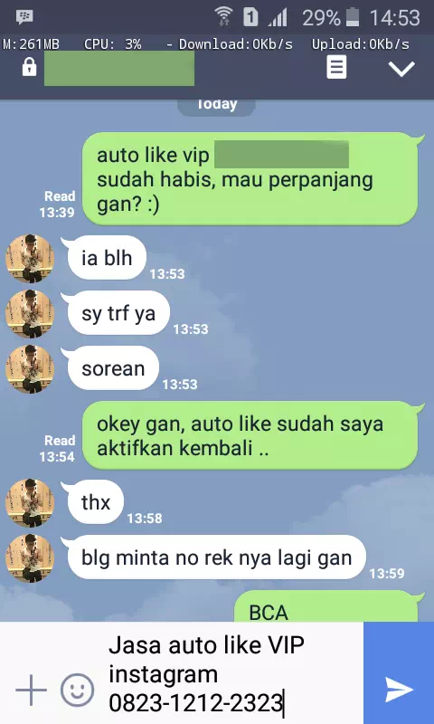 Testimoni kepuasan pelanggan InstaIndo untuk jasa followers