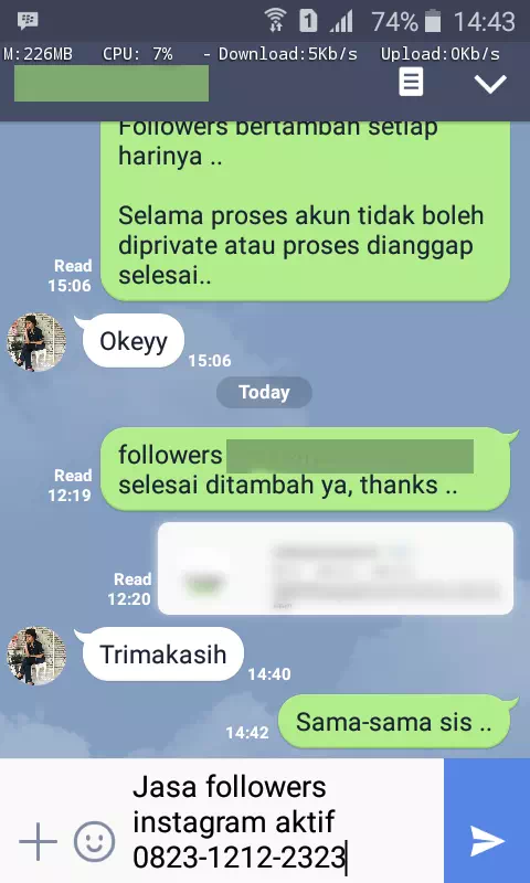 Bukti transaksi berhasil dan testimoni positif layanan InstaIndo