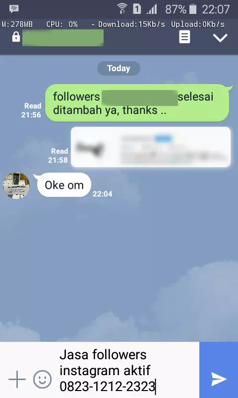 Bukti transaksi berhasil dan testimoni positif layanan InstaIndo