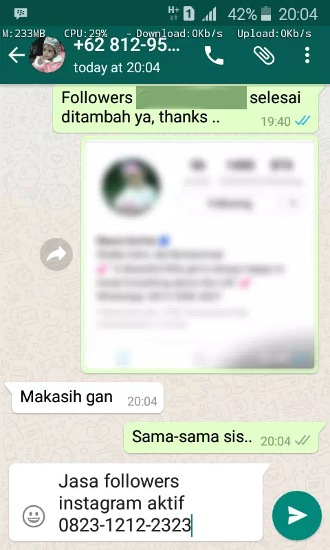 Bukti transaksi berhasil dan testimoni positif layanan InstaIndo