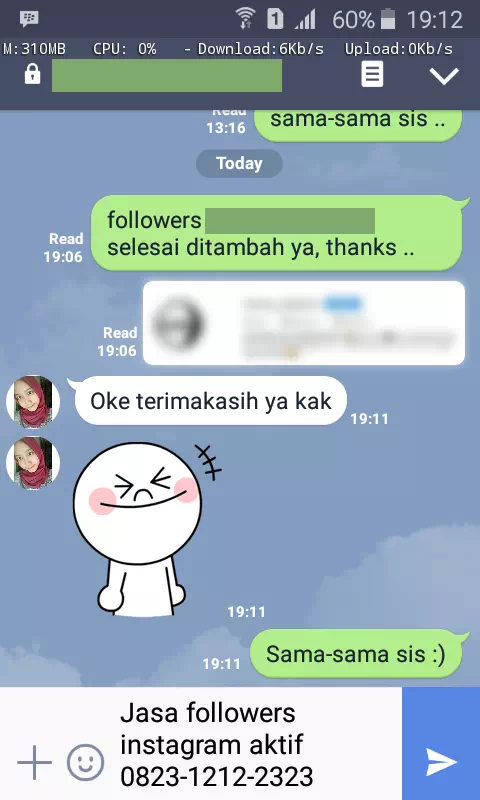 Bukti transaksi berhasil dan testimoni positif layanan InstaIndo